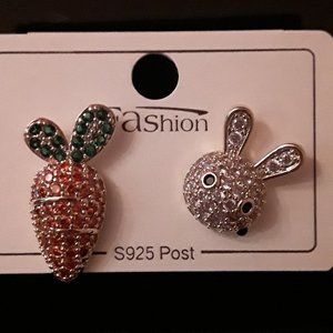 Pave Set Bunny Rabbit Stud Earrings